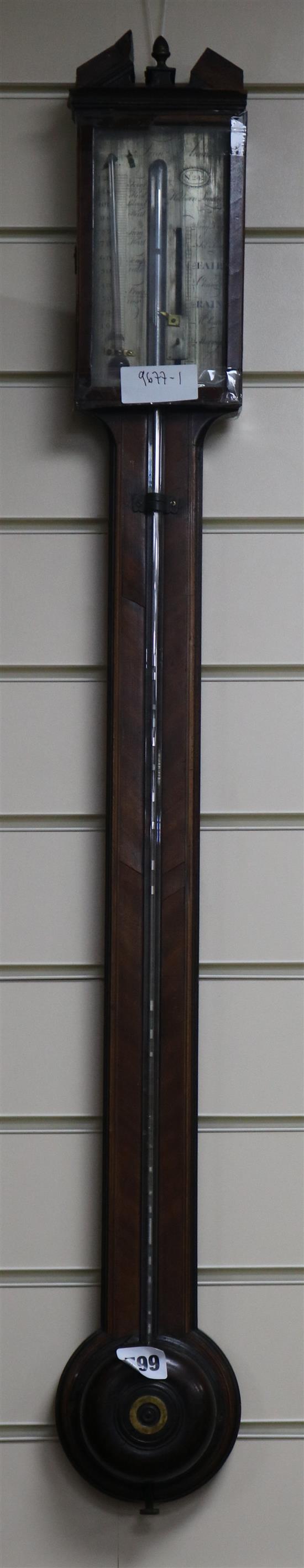 Francis Anone, Holborn, London. A George III mahogany stick barometer H.97cm